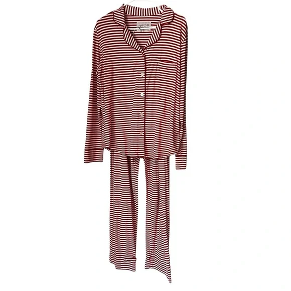The Cat’s Pajamas Classic Red and White Striped Women's Pajama Set Size Large - Picture 2 of 12